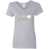 T-Shirts Sport Grey / S Kawaii Rabbit and Carrots Women's V-Neck T-Shirt