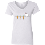 T-Shirts White / S Kawaii Rabbit and Carrots Women's V-Neck T-Shirt