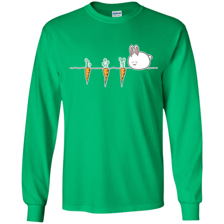T-Shirts Irish Green / YS Kawaii Rabbit and Carrots Youth Long Sleeve T-Shirt