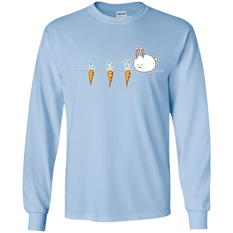 T-Shirts Light Blue / YS Kawaii Rabbit and Carrots Youth Long Sleeve T-Shirt