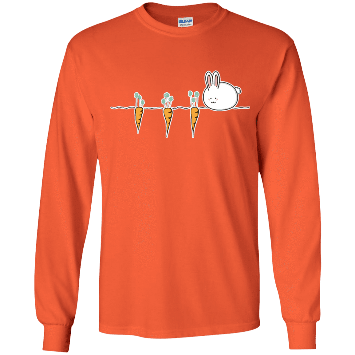 T-Shirts Orange / YS Kawaii Rabbit and Carrots Youth Long Sleeve T-Shirt
