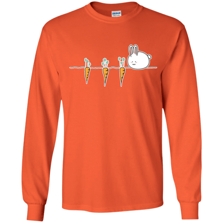 T-Shirts Orange / YS Kawaii Rabbit and Carrots Youth Long Sleeve T-Shirt