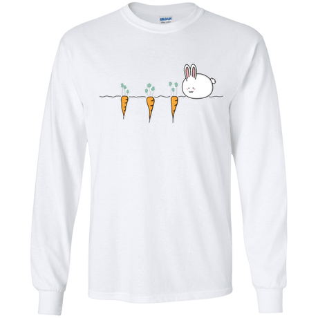 T-Shirts White / YS Kawaii Rabbit and Carrots Youth Long Sleeve T-Shirt