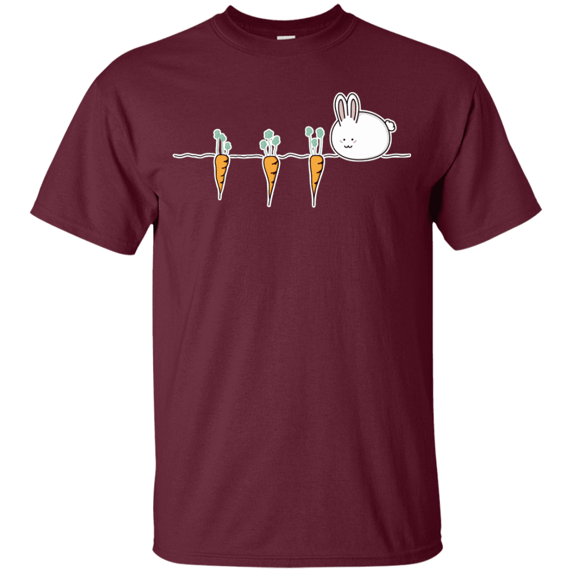 T-Shirts Maroon / YXS Kawaii Rabbit and Carrots Youth T-Shirt