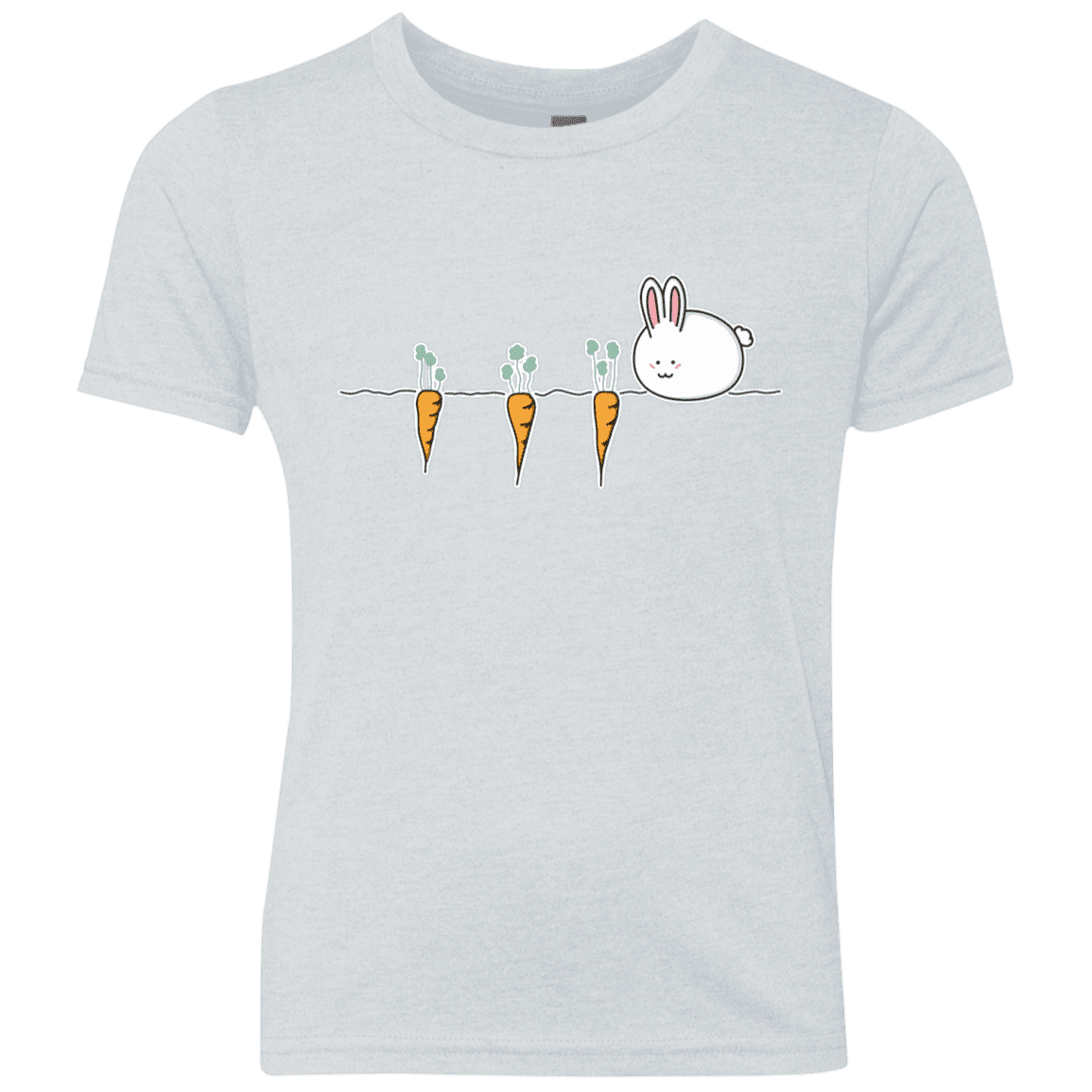 T-Shirts Heather White / YXS Kawaii Rabbit and Carrots Youth Triblend T-Shirt