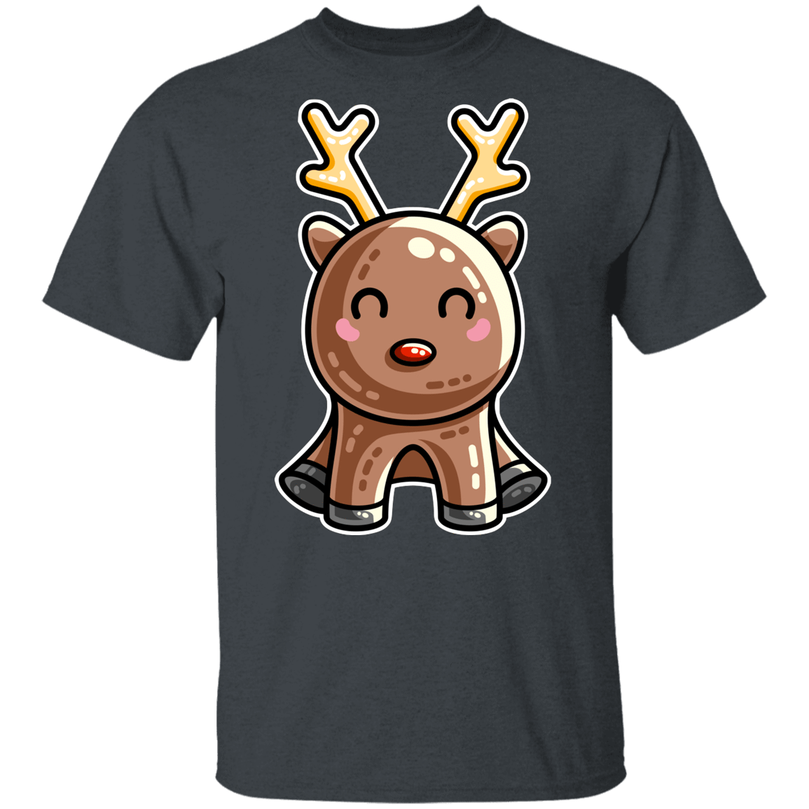 T-Shirts Dark Heather / YXS Kawaii Reindeer Youth T-Shirt