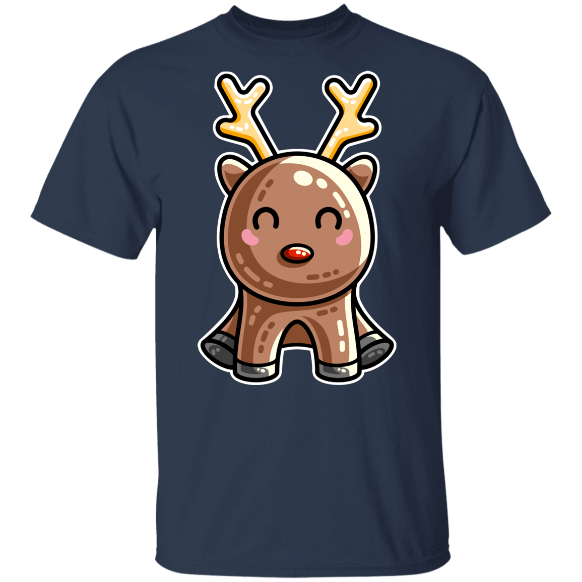 T-Shirts Navy / YXS Kawaii Reindeer Youth T-Shirt