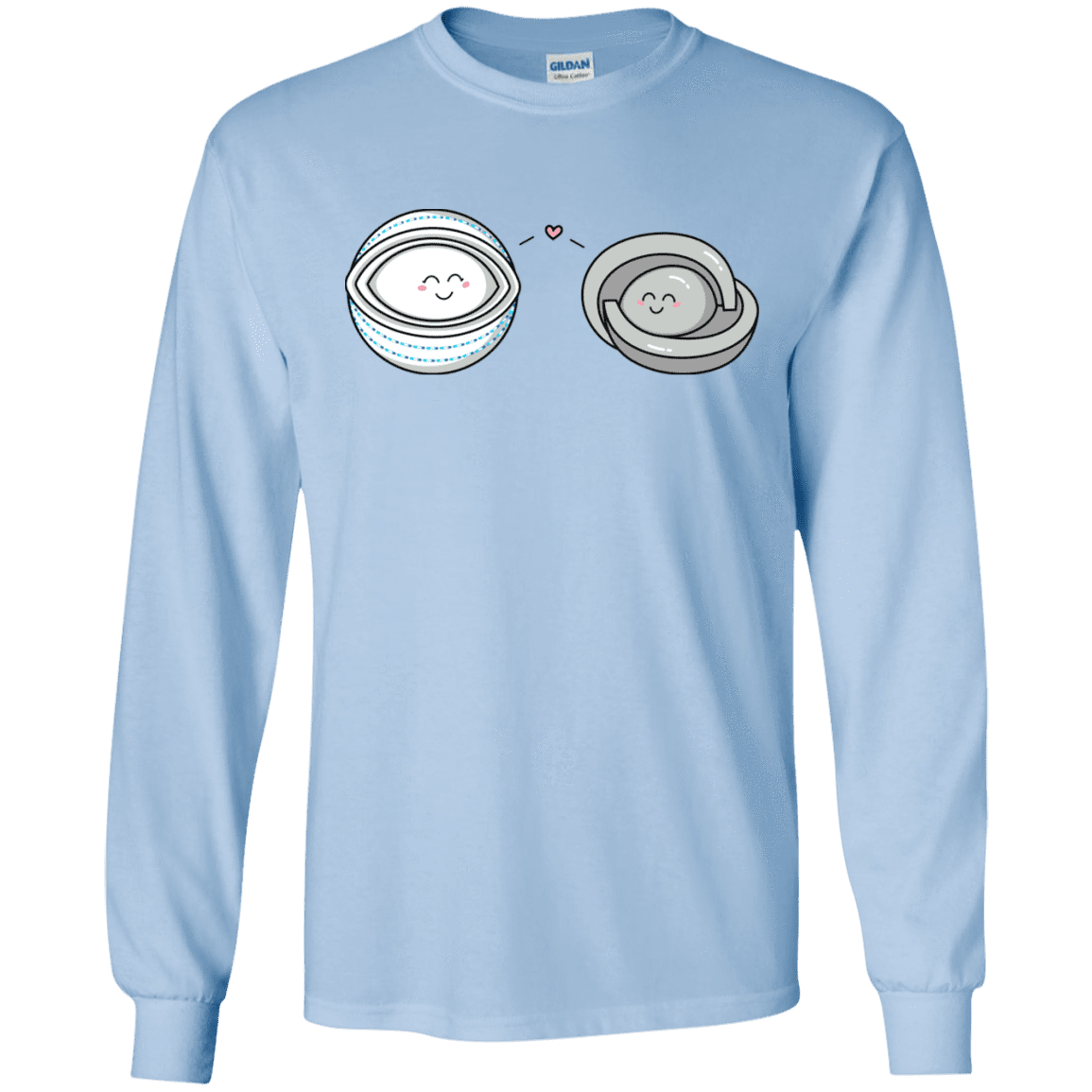 T-Shirts Light Blue / S Kawaii Timeless Mothership and Lifeboat Men's Long Sleeve T-Shirt