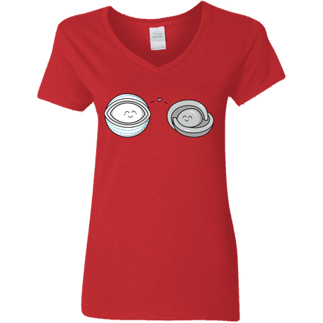 T-Shirts Red / S Kawaii Timeless Mothership and Lifeboat Women's V-Neck T-Shirt