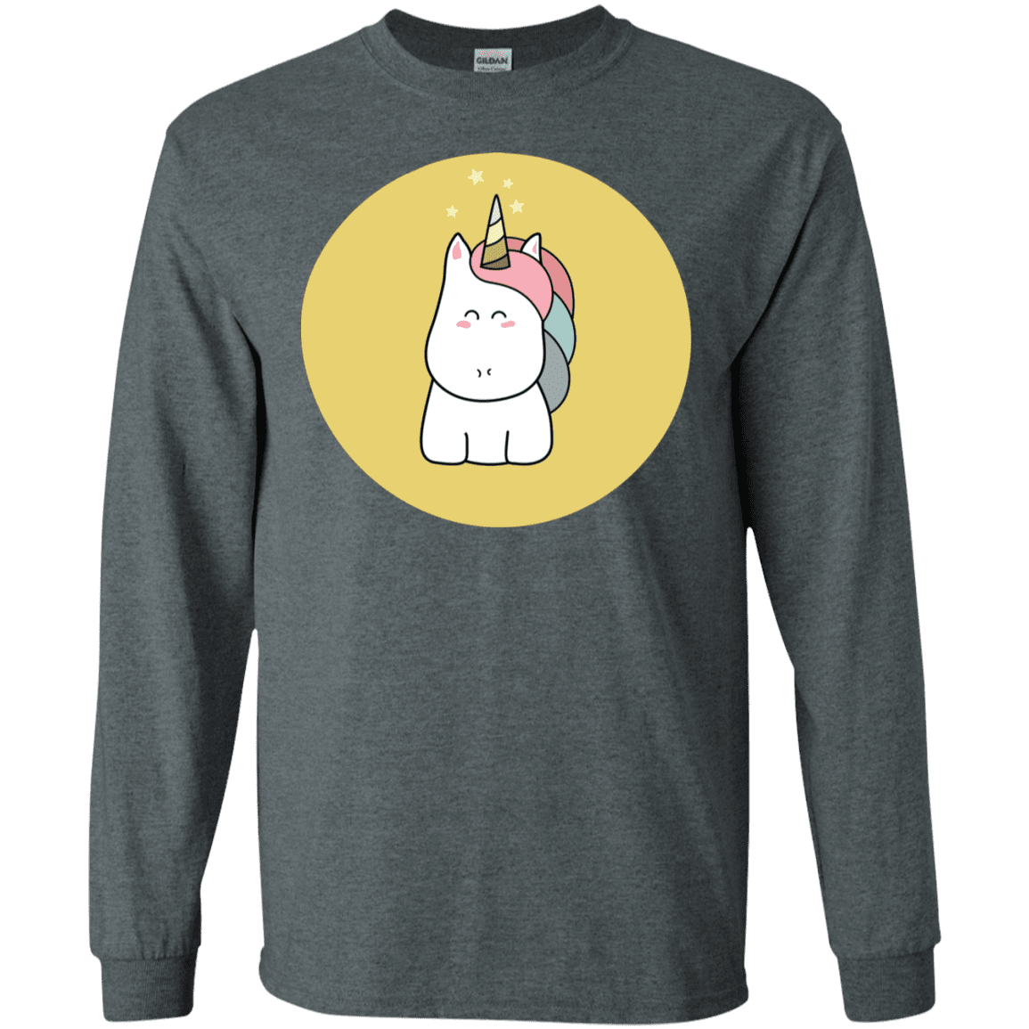 T-Shirts Dark Heather / S Kawaii Unicorn Men's Long Sleeve T-Shirt