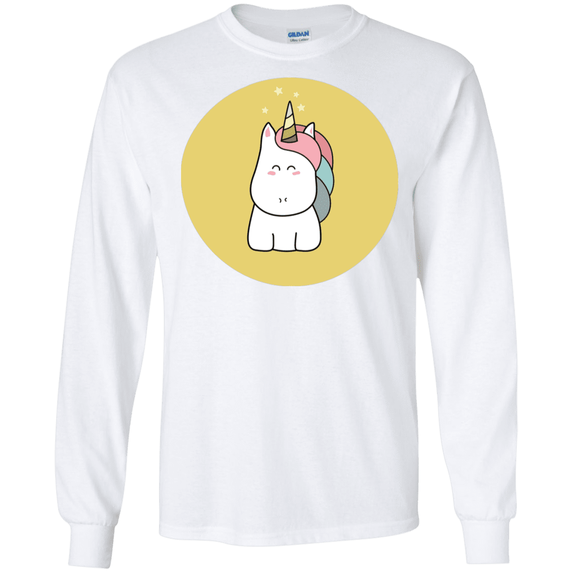 T-Shirts White / S Kawaii Unicorn Men's Long Sleeve T-Shirt