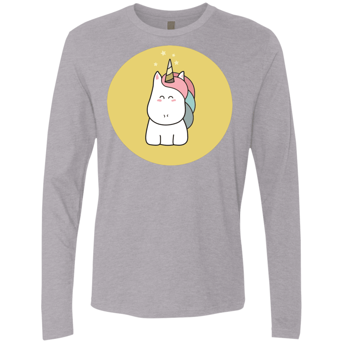 T-Shirts Heather Grey / S Kawaii Unicorn Men's Premium Long Sleeve