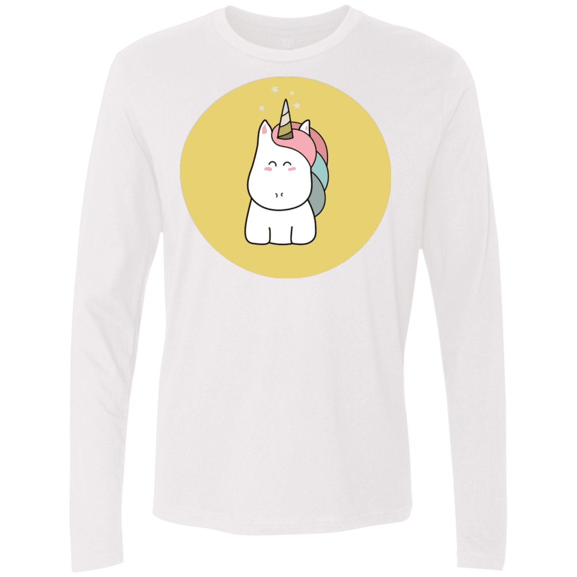 T-Shirts White / S Kawaii Unicorn Men's Premium Long Sleeve