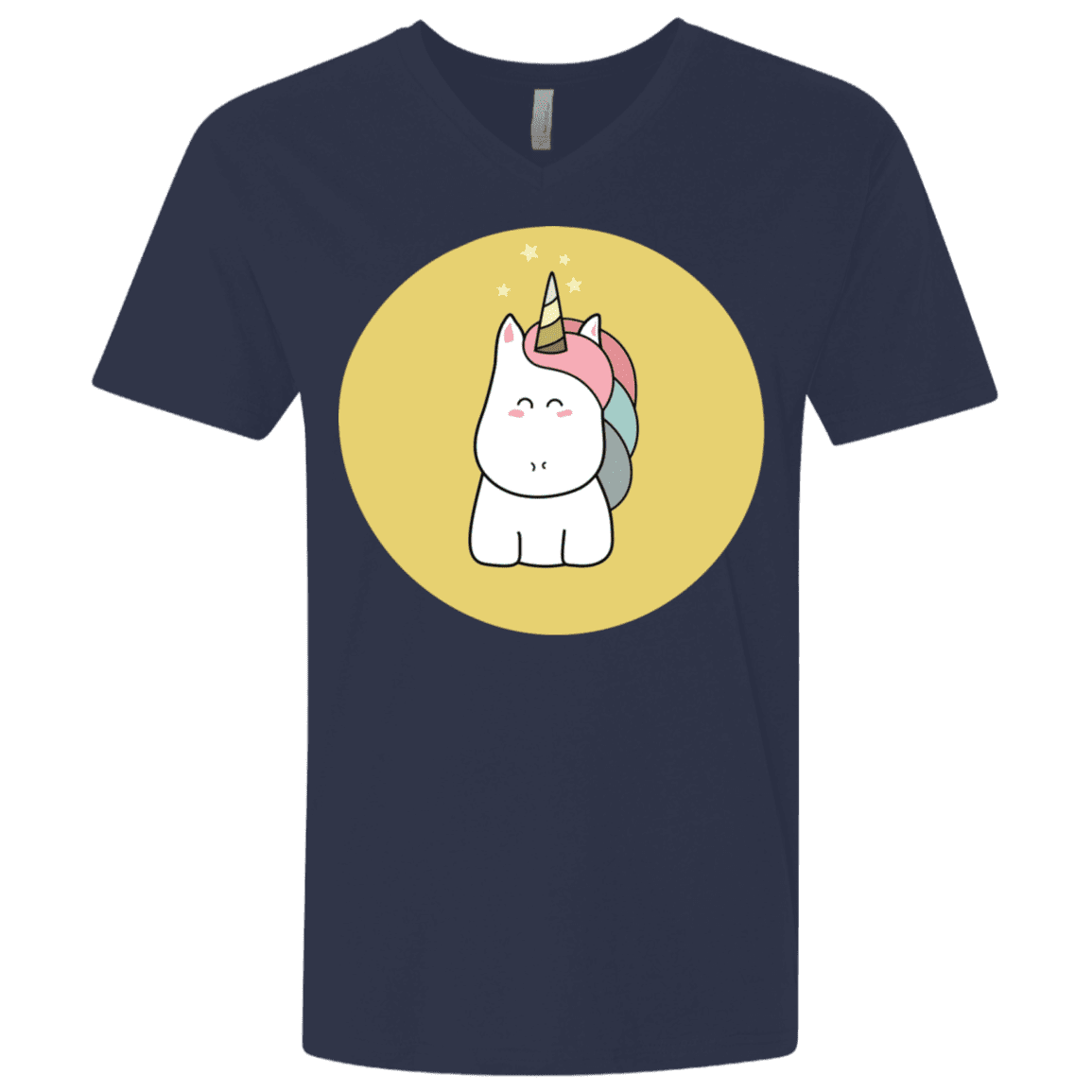 T-Shirts Midnight Navy / X-Small Kawaii Unicorn Men's Premium V-Neck