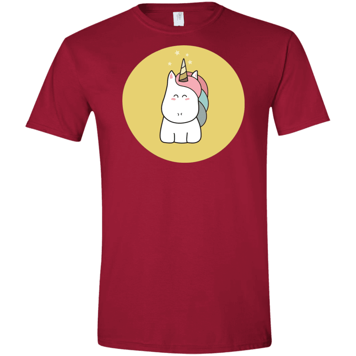 T-Shirts Cardinal Red / S Kawaii Unicorn Men's Semi-Fitted Softstyle