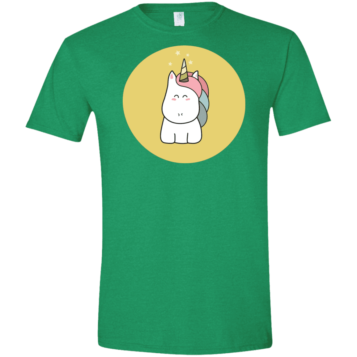 T-Shirts Heather Irish Green / M Kawaii Unicorn Men's Semi-Fitted Softstyle