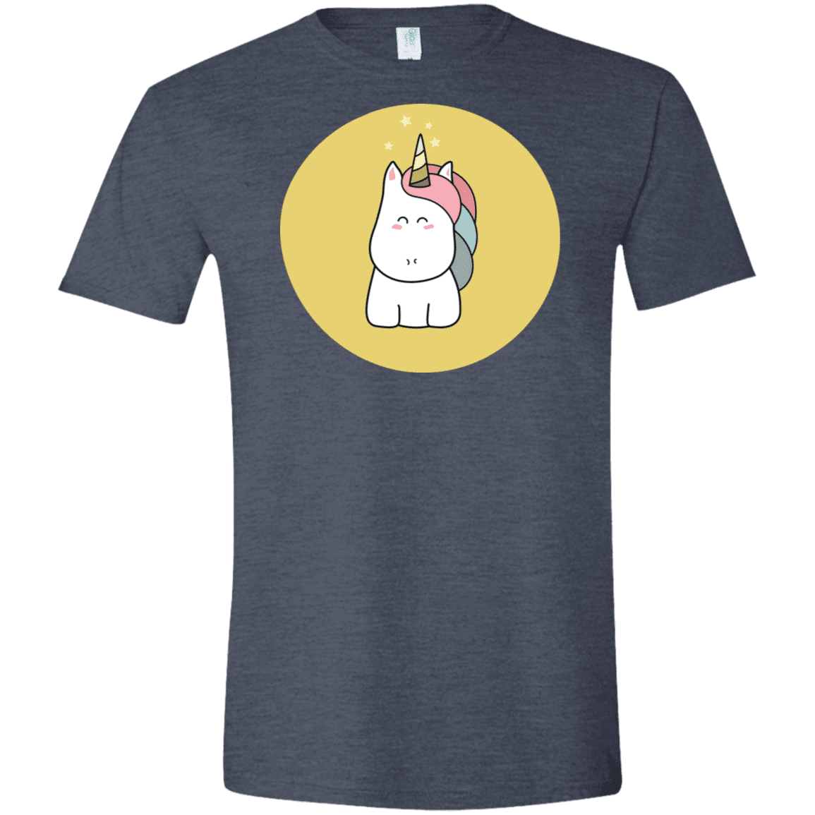 T-Shirts Heather Navy / S Kawaii Unicorn Men's Semi-Fitted Softstyle