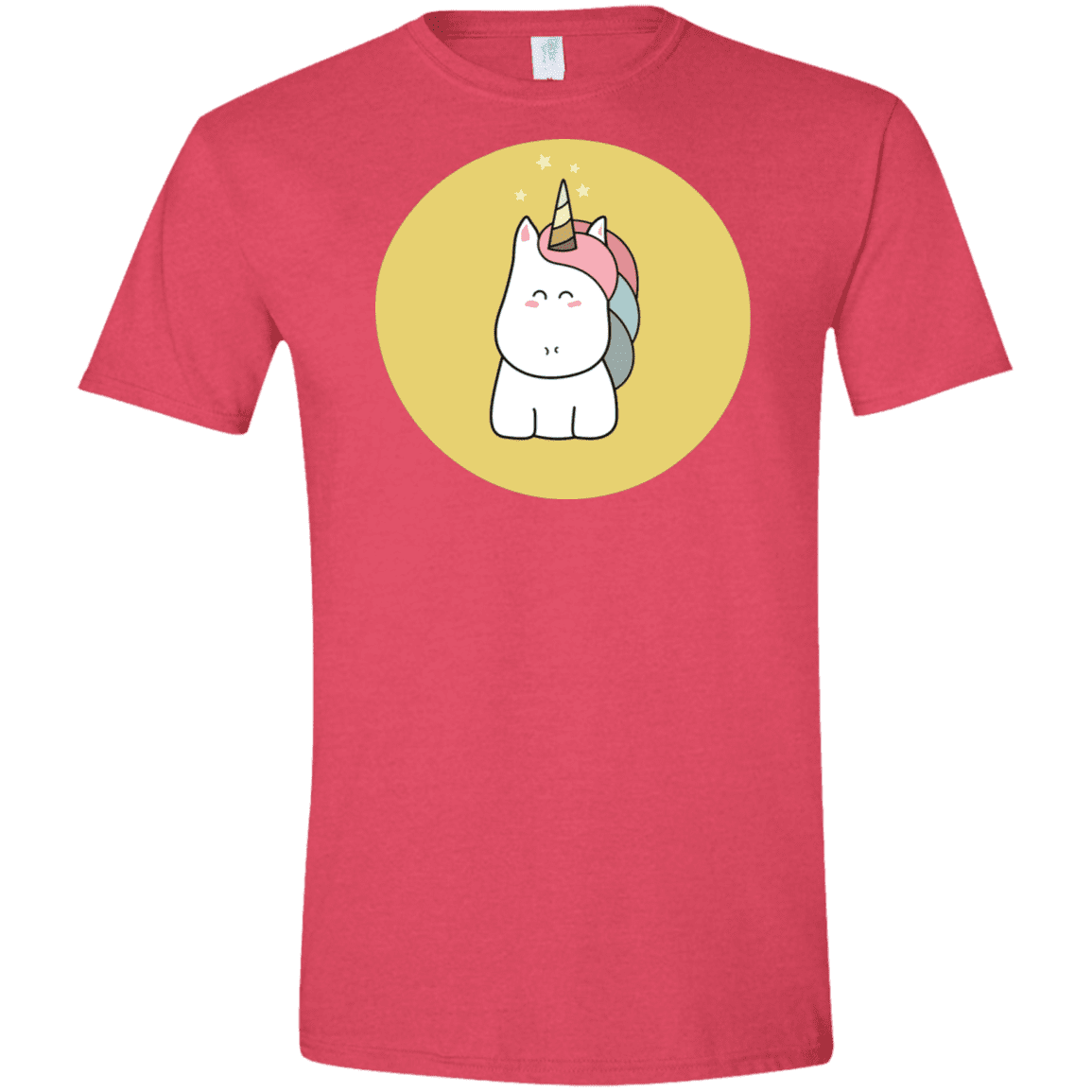 T-Shirts Heather Red / S Kawaii Unicorn Men's Semi-Fitted Softstyle