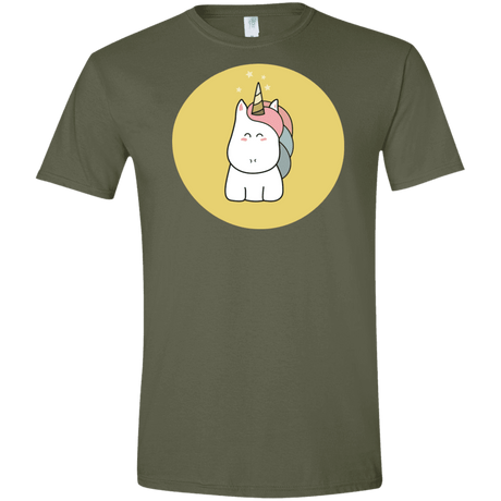 T-Shirts Military Green / S Kawaii Unicorn Men's Semi-Fitted Softstyle