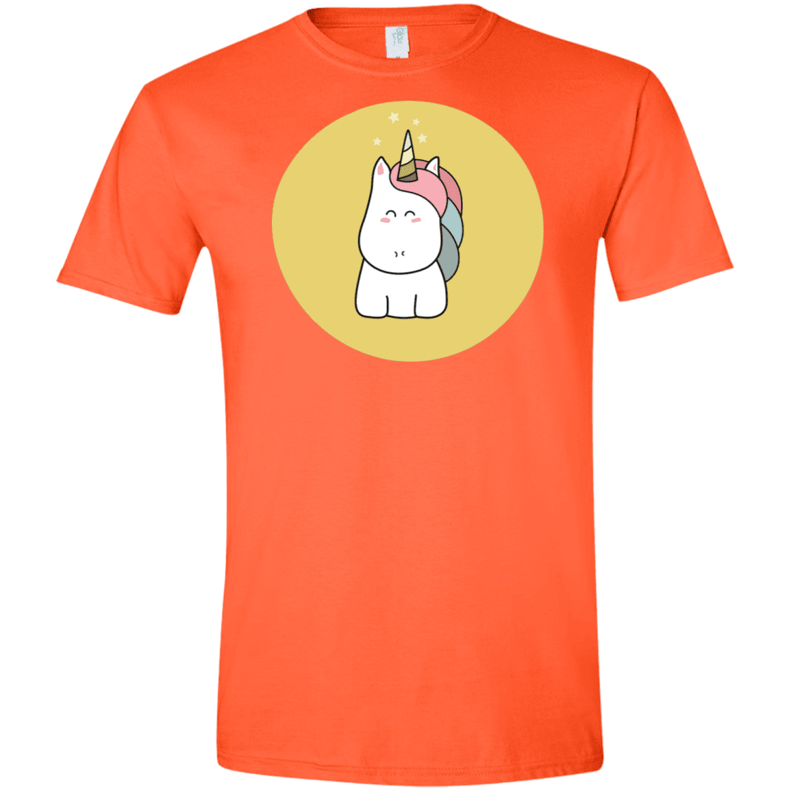 T-Shirts Orange / S Kawaii Unicorn Men's Semi-Fitted Softstyle