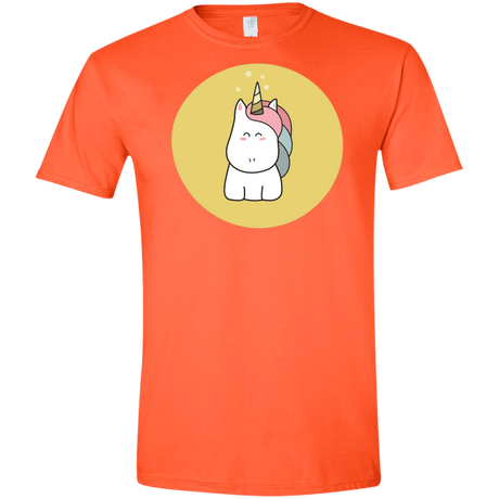 T-Shirts Orange / S Kawaii Unicorn Men's Semi-Fitted Softstyle