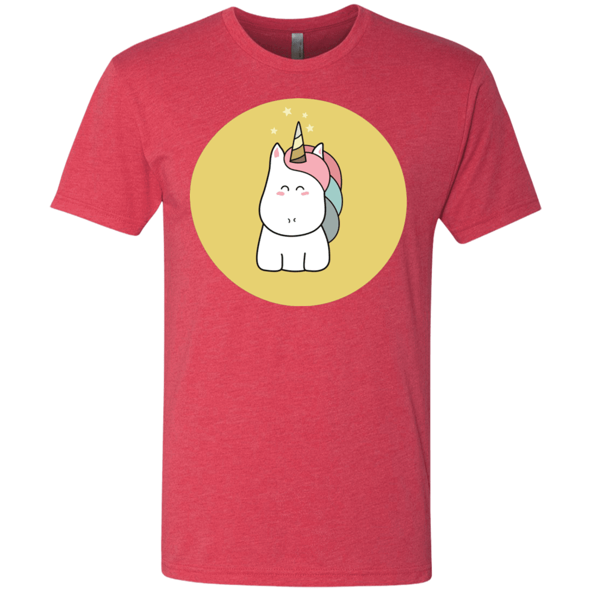 T-Shirts Vintage Red / S Kawaii Unicorn Men's Triblend T-Shirt