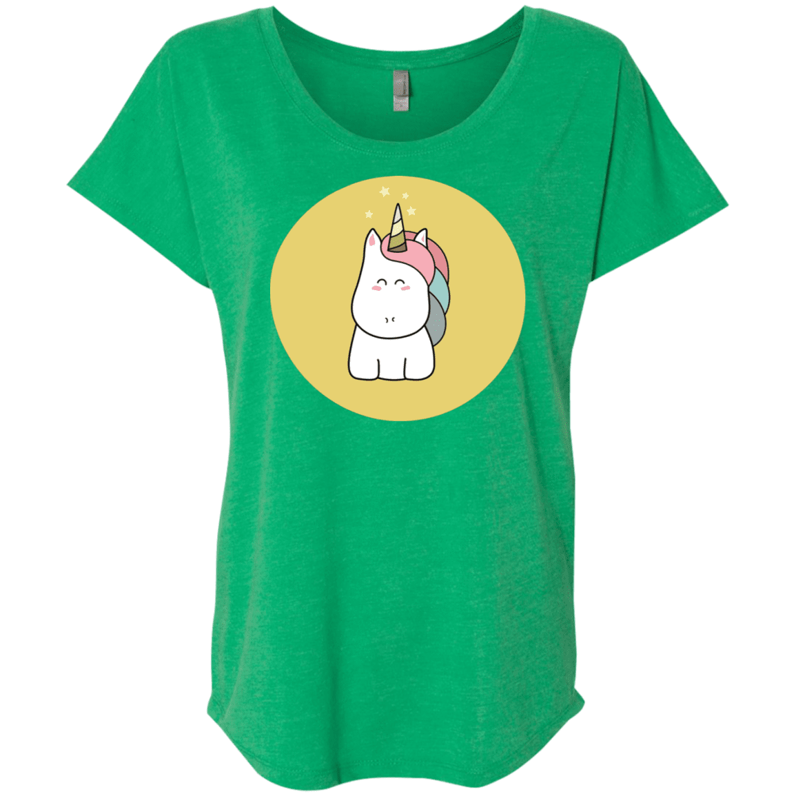 T-Shirts Envy / X-Small Kawaii Unicorn Triblend Dolman Sleeve