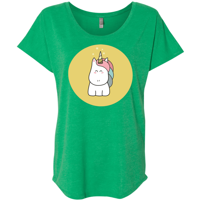 T-Shirts Envy / X-Small Kawaii Unicorn Triblend Dolman Sleeve