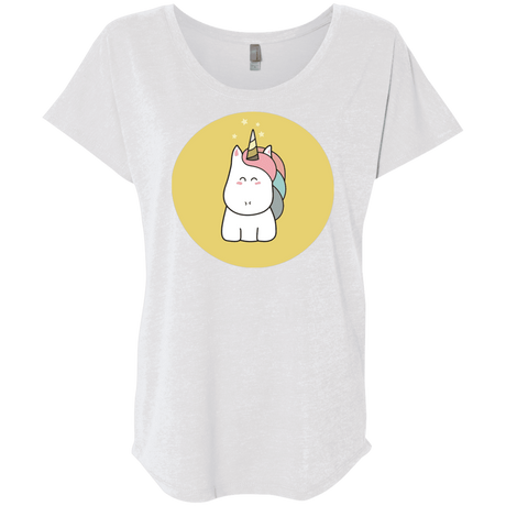 T-Shirts Heather White / X-Small Kawaii Unicorn Triblend Dolman Sleeve