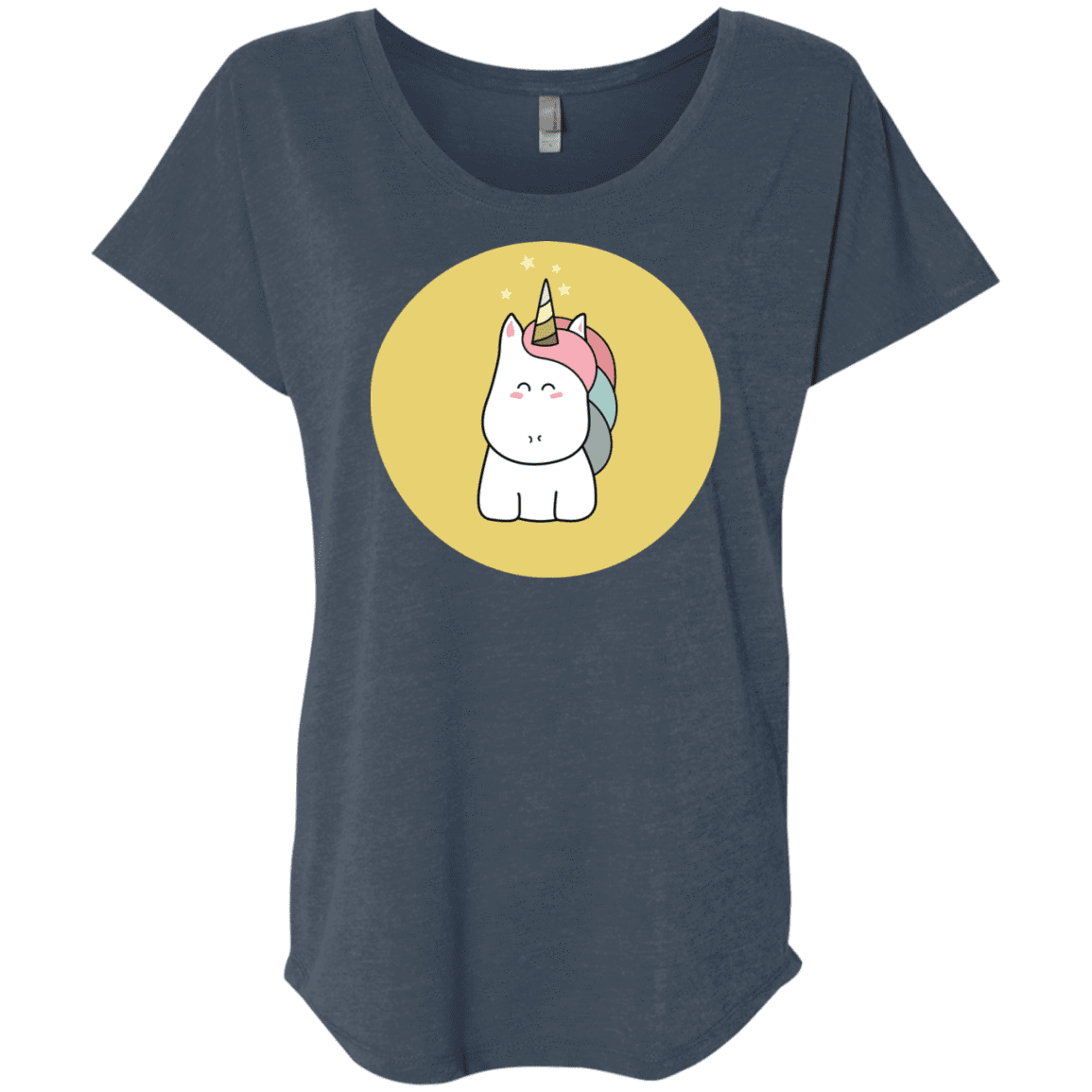 T-Shirts Indigo / X-Small Kawaii Unicorn Triblend Dolman Sleeve