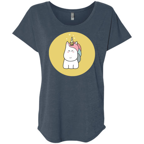 T-Shirts Indigo / X-Small Kawaii Unicorn Triblend Dolman Sleeve