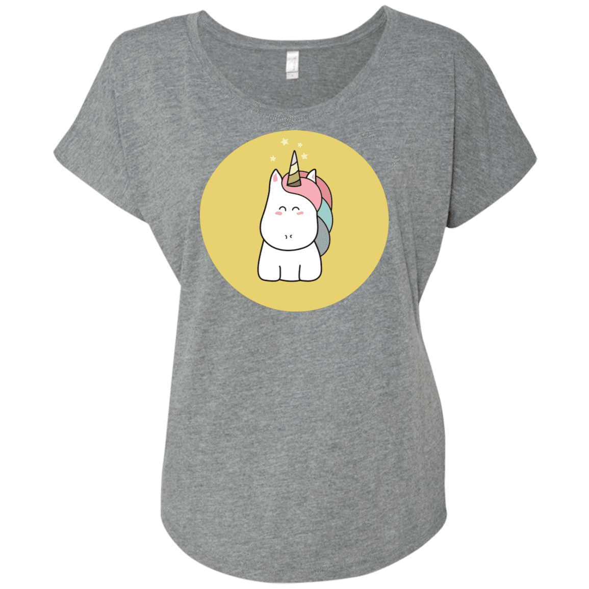 T-Shirts Premium Heather / X-Small Kawaii Unicorn Triblend Dolman Sleeve