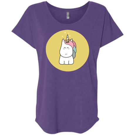 T-Shirts Purple Rush / X-Small Kawaii Unicorn Triblend Dolman Sleeve