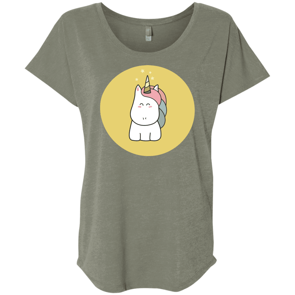 T-Shirts Venetian Grey / X-Small Kawaii Unicorn Triblend Dolman Sleeve