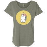T-Shirts Venetian Grey / X-Small Kawaii Unicorn Triblend Dolman Sleeve