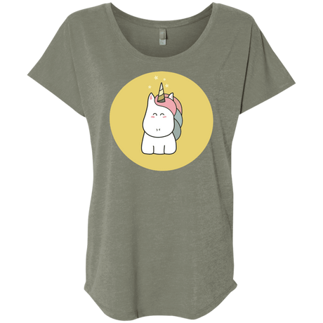 T-Shirts Venetian Grey / X-Small Kawaii Unicorn Triblend Dolman Sleeve