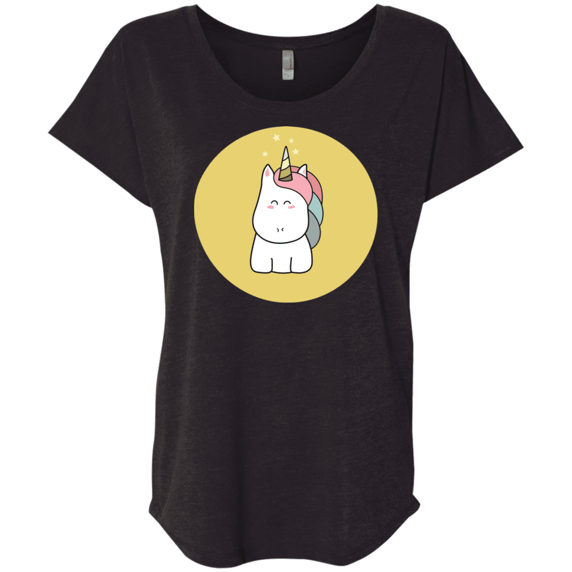 T-Shirts Vintage Black / X-Small Kawaii Unicorn Triblend Dolman Sleeve