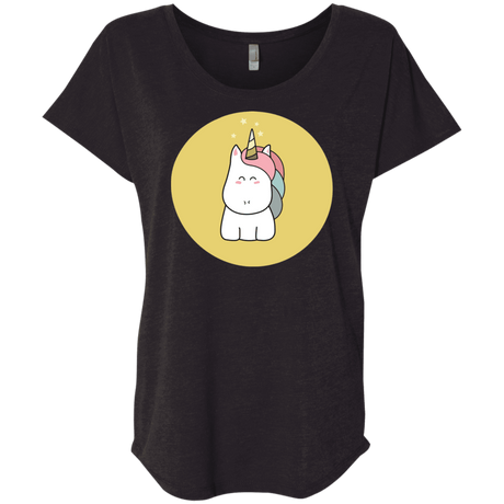 T-Shirts Vintage Black / X-Small Kawaii Unicorn Triblend Dolman Sleeve