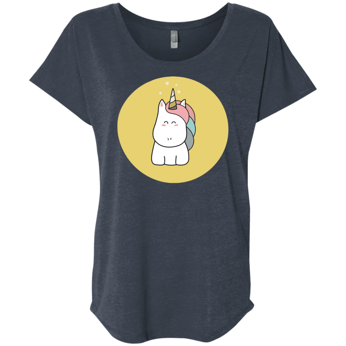 T-Shirts Vintage Navy / X-Small Kawaii Unicorn Triblend Dolman Sleeve