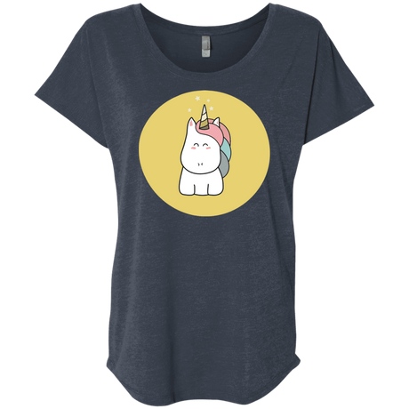 T-Shirts Vintage Navy / X-Small Kawaii Unicorn Triblend Dolman Sleeve