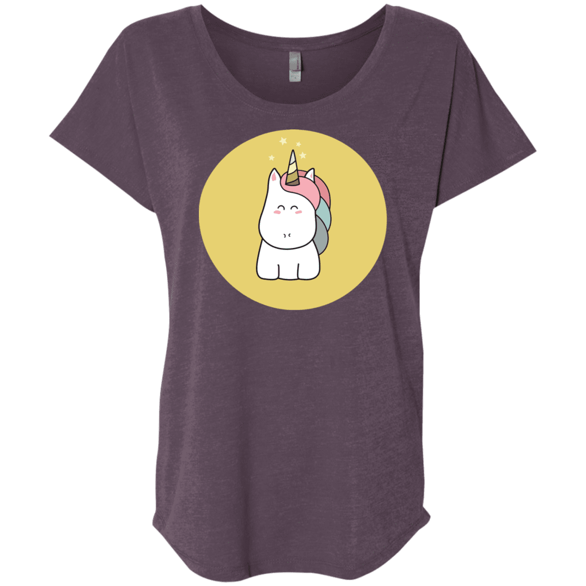 T-Shirts Vintage Purple / X-Small Kawaii Unicorn Triblend Dolman Sleeve
