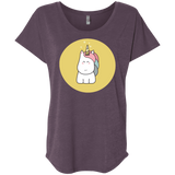 T-Shirts Vintage Purple / X-Small Kawaii Unicorn Triblend Dolman Sleeve