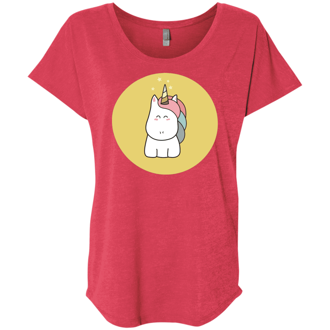 T-Shirts Vintage Red / X-Small Kawaii Unicorn Triblend Dolman Sleeve