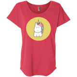 T-Shirts Vintage Red / X-Small Kawaii Unicorn Triblend Dolman Sleeve