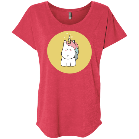 T-Shirts Vintage Red / X-Small Kawaii Unicorn Triblend Dolman Sleeve