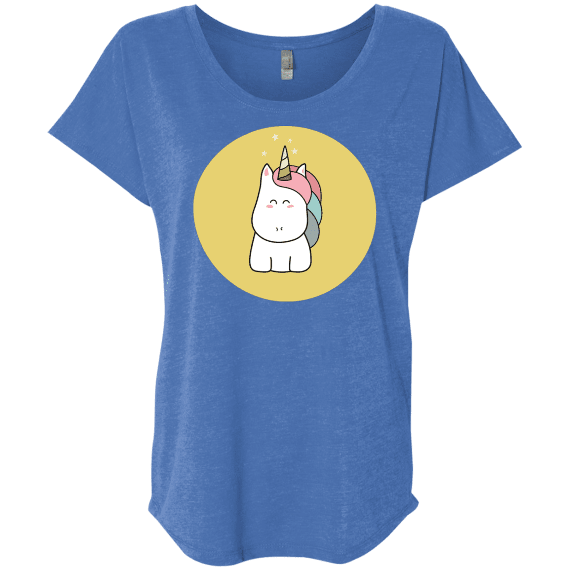 T-Shirts Vintage Royal / X-Small Kawaii Unicorn Triblend Dolman Sleeve