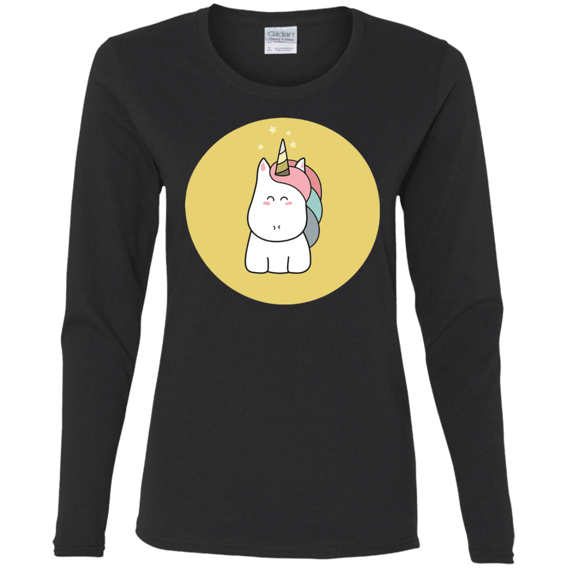 T-Shirts Black / S Kawaii Unicorn Women's Long Sleeve T-Shirt
