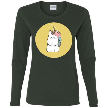 T-Shirts Forest / S Kawaii Unicorn Women's Long Sleeve T-Shirt