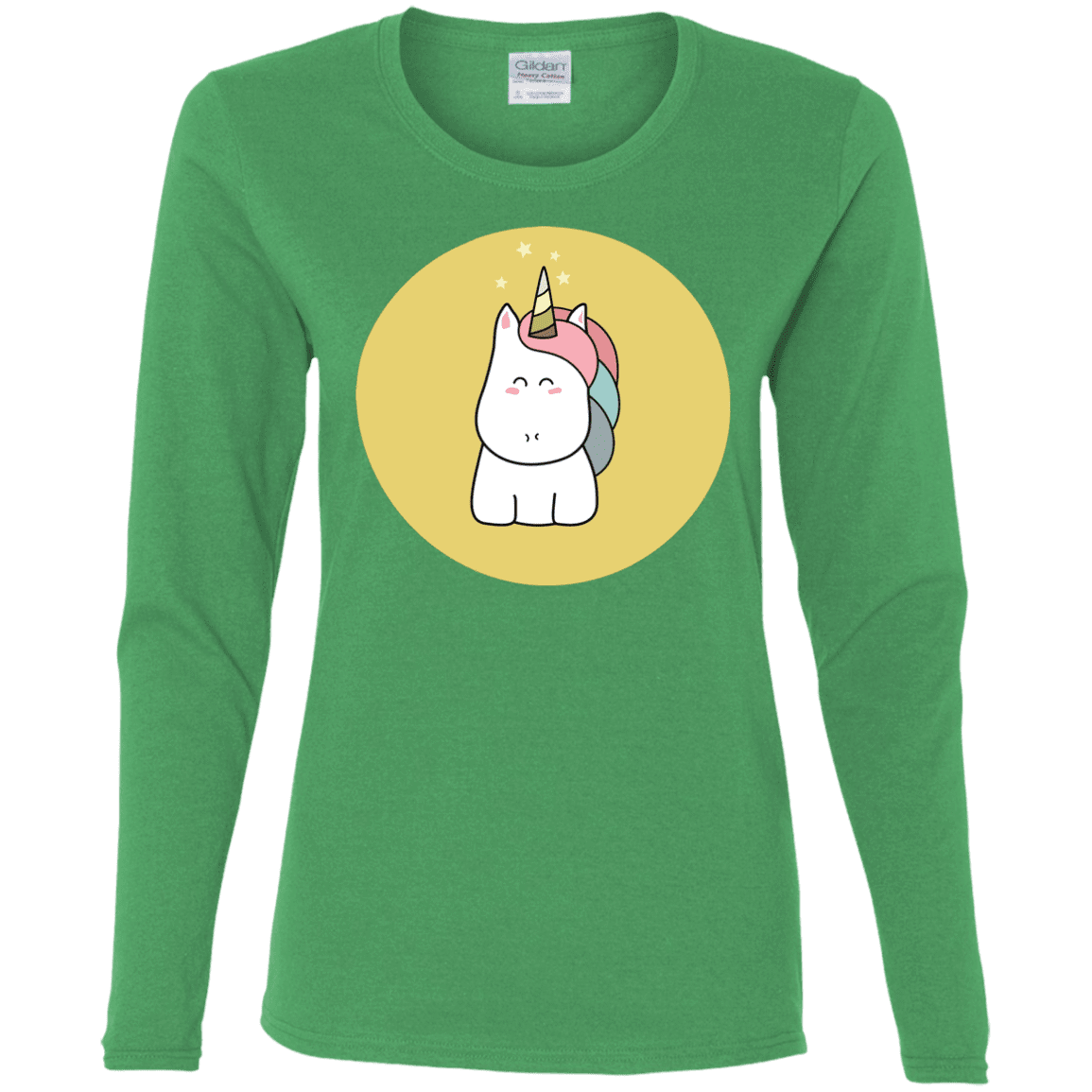 T-Shirts Irish Green / S Kawaii Unicorn Women's Long Sleeve T-Shirt