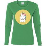 T-Shirts Irish Green / S Kawaii Unicorn Women's Long Sleeve T-Shirt